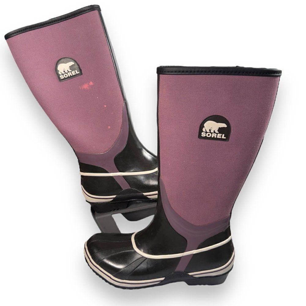 Sorel Sorellington Tall‎ Slip-on Rain Boots Purple / Black NL1620-518 Women's 8